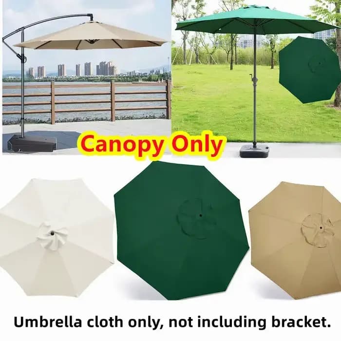 Tissu de rechange pour parasol d'extérieur multi-tailles (support à nervures non inclus)