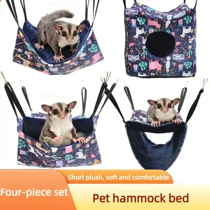 Ensemble de 4 hamacs pour hamster, lit cachette doux pour cobaye, nid suspendu pour furet, chinchilla, diable, écureuil, double hamac tunnel
