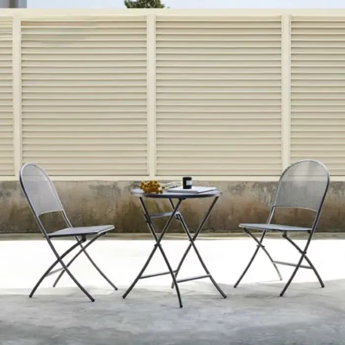 Ensemble table à manger et chaises de jardin en métal pliable