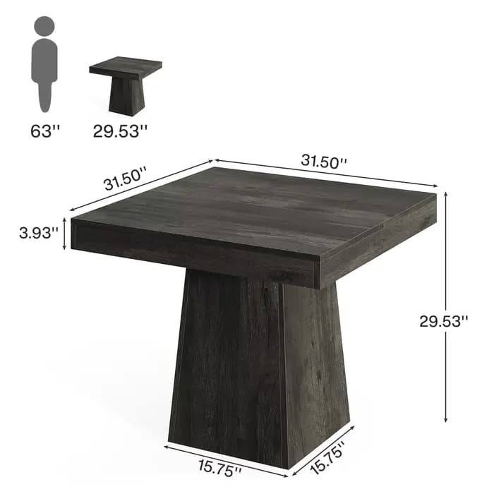 Tribesigns-Table à manger carrée avec socle piédestal robuste, table de cuisine, petite table quete,