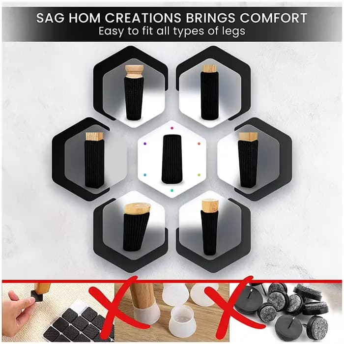 4/24Pcs Tricot Chaise Jambe Couvre Table Pied Chaussettes Antidérapant Protecteurs De Plancher Tampo