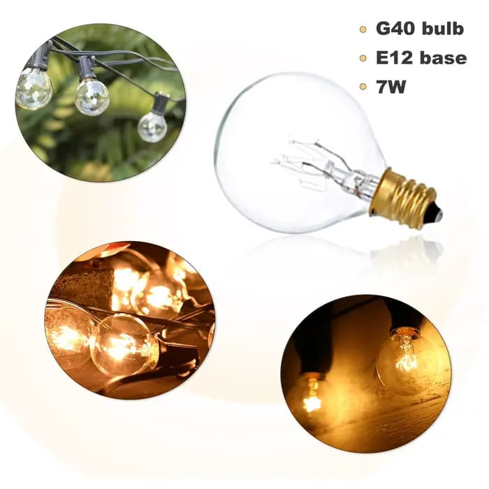 25 pièces ampoules de remplacement G40 ampoule en tungstène lampe 7W 220-240V clair Globe ampoule E1