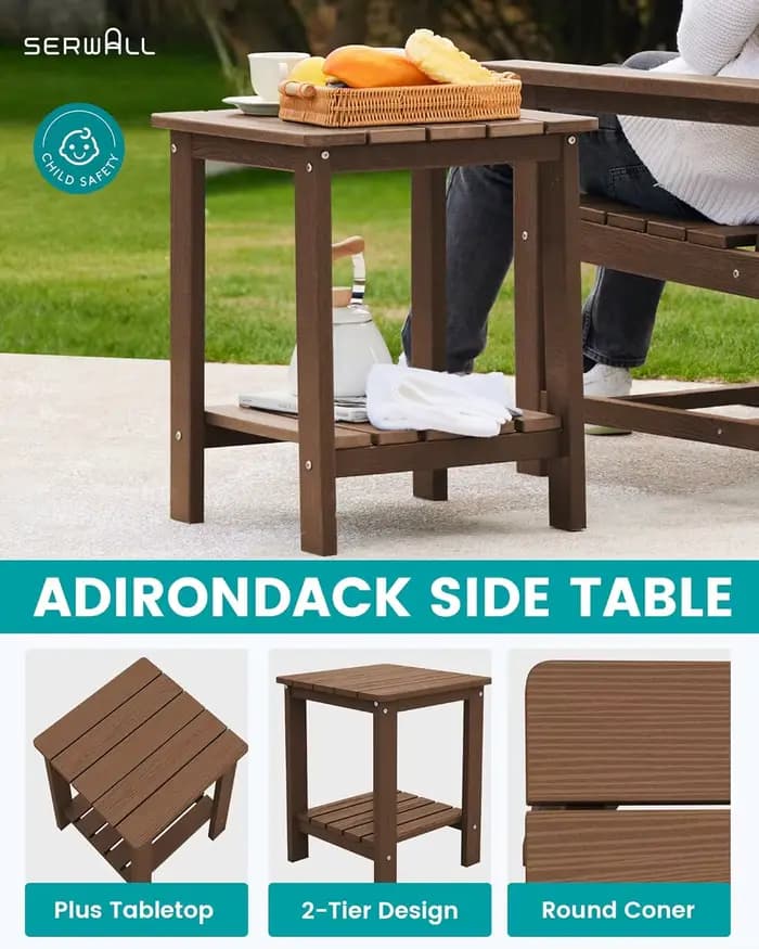 Ensemble de bistro de patio 3 pièces, ensemble de chaises Adirondack toutes saisons avec table d'app