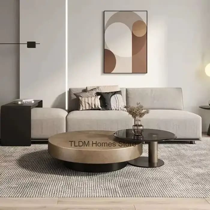 Tables basses design en acier inoxydable, Table à thé ronde de luxe européenne, meubles de salon, Ta