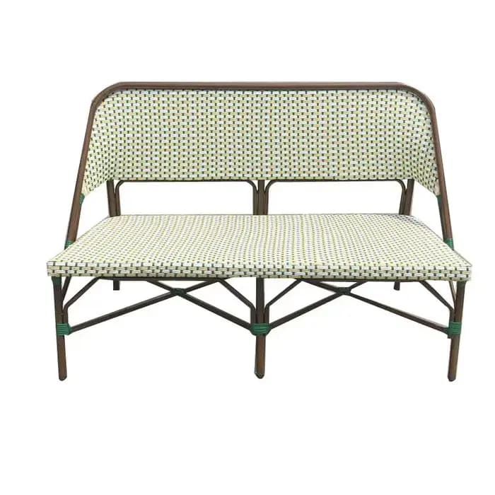 Banc extérieur de patio de jardin tissé en rotin de 2 places