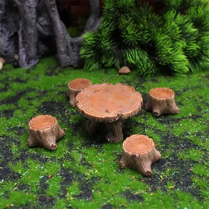 Ensemble Table et chaises miniatures d'extérieur, Mini Kit de meubles en résine pour jardin féerique
