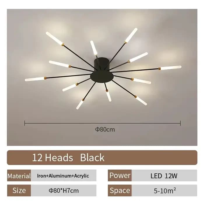 Salon lumière LED plafonnier moderne éclairage intérieur acrylique nordique créatif en forme d'évent
