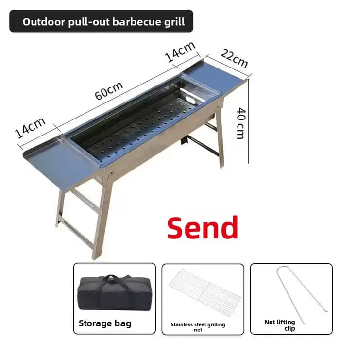 Barbecue portable pliable en acier inoxydable pour camping en plein air, utilisation domestique, gri