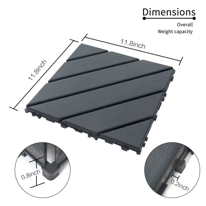Carreaux de terrasse imbriqués en plastique, carreaux carrés étanches, utilisation par tous les temp