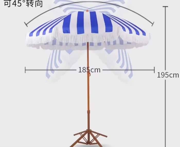 Parasol de plage et de terrasse pour complexe balnéaire, avec pompons, protection solaire pour pisci