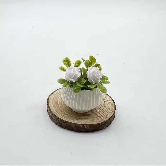 1 pièce Décoration de scène de salon pour maison de poupée, Modèle de plante miniature en pot (rose)