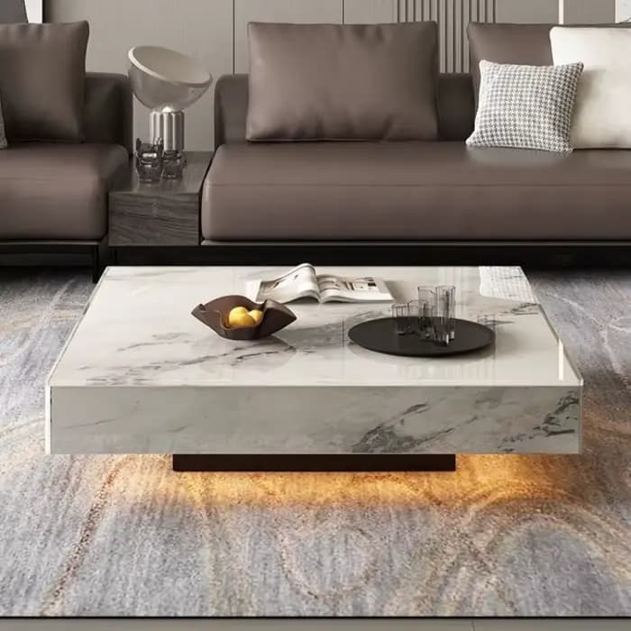Table basse de luxe française 31 x 47 pouces, moderne, pour salon, idéale pour le gaming et l'hôtell