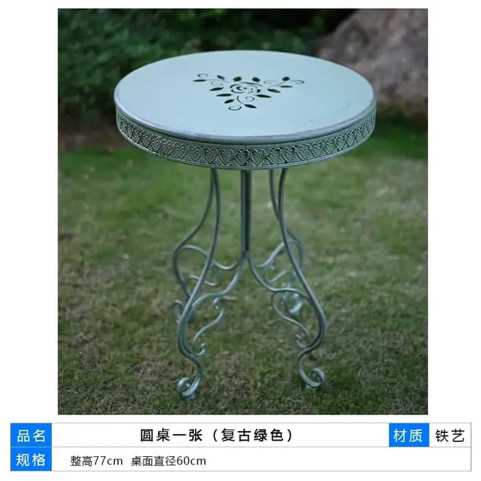 Table d'extérieur en fer européen, balcon de cour, table de terrasse, conception de dentelle, meuble