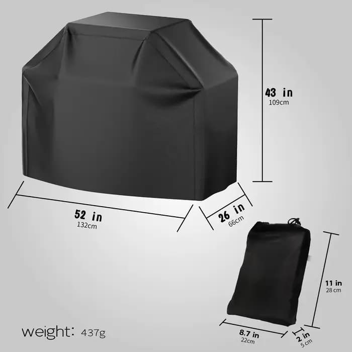 Housse de barbecue robuste et imperméable, noire, résistante à la chaleur et aux taches, pour barbec