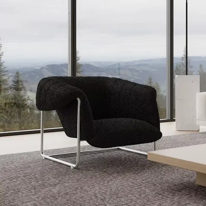 Canapé simple de luxe nordique, chaise de salon en cachemire et acier inoxydable, meubles de maison,