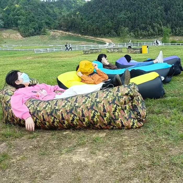 Canapé gonflable rapide pour camping, chaise longue à air, sac de couchage de plage, portable, pliab