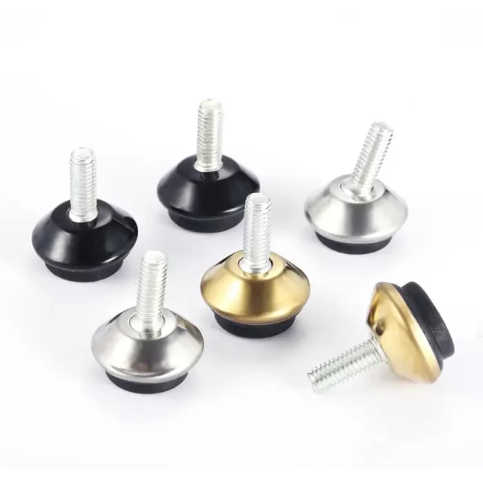 4 Pcs M6x15mm Pivotant Meubles Jambe Niveleurs de Pieds Glisse Pieds Réglables De Base Noire pour Ta