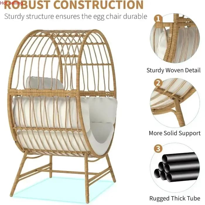 Fauteuil œuf d'extérieur et d'intérieur, best-seller, chaise en rotin surdimensionnée avec coussin é