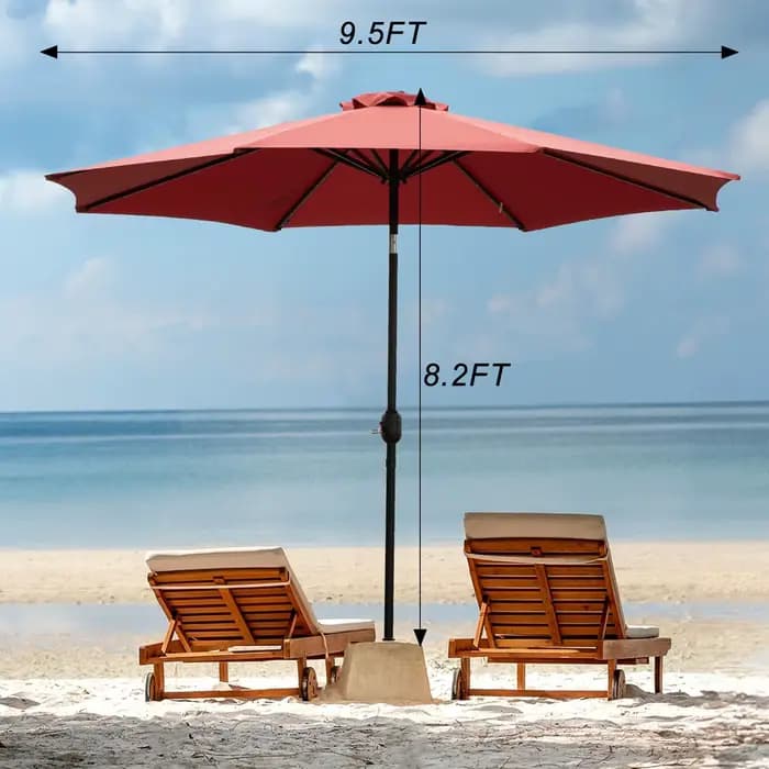 JHK Parasol de patio solaire de 10 pieds avec 32 lumières LED Parasol de table extérieur résistant a