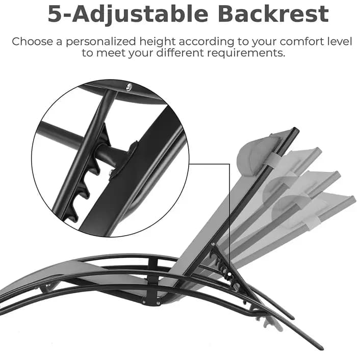 Ensemble de chaises longues inclinables en aluminium avec dossier réglable, chaise inclinable de tab
