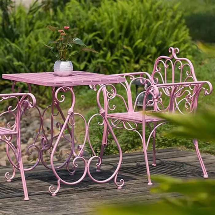 Combinaison de Table et chaise de cour européenne en fer forgé, Table basse et chaise de jardin exté