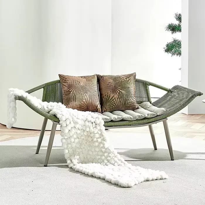 Mobilier d'extérieur cadre en aluminium moulé rotin osier inclinable jardin plage Chaise longue lit