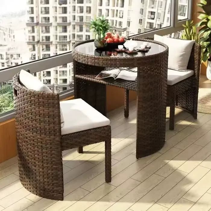 Fulin meubles de balcon de patio de haute qualité 3 pièces ensemble de table et chaises de café d'ex
