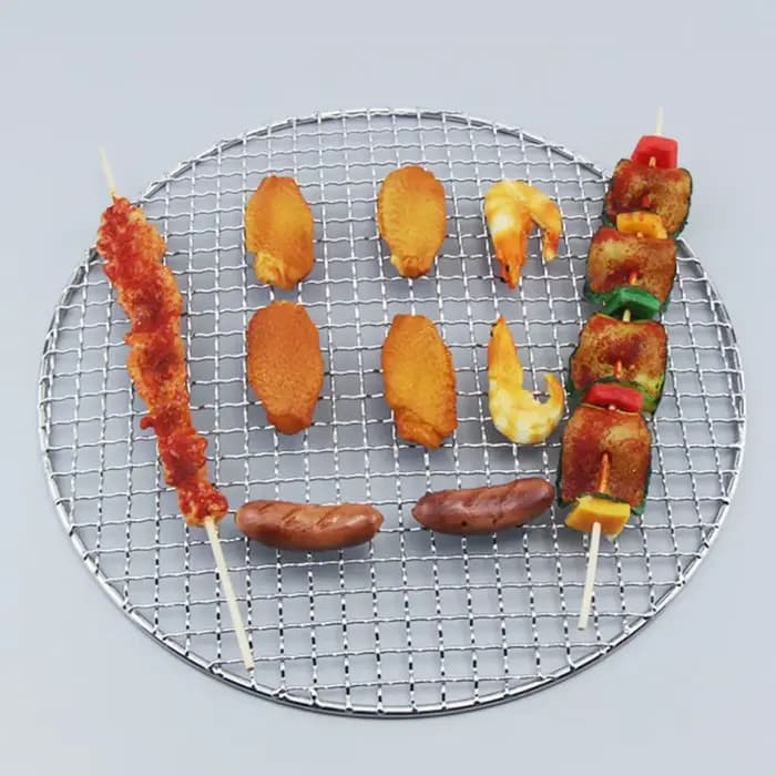 34 tailles 10-60 cm de diamètre rond 304 acier inoxydable BBQ grilles filet mailes coréen Barbecue a