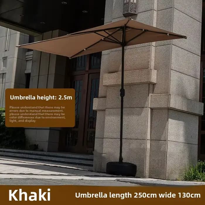 Parasol de marché rectangulaire télescopique mural demi-couvrant pour extérieur, patio, balcon, jard