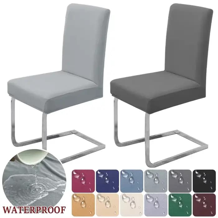Housse de chaise élastique et imperméable, en Spandex uni, pour salle à manger, protection de chaise