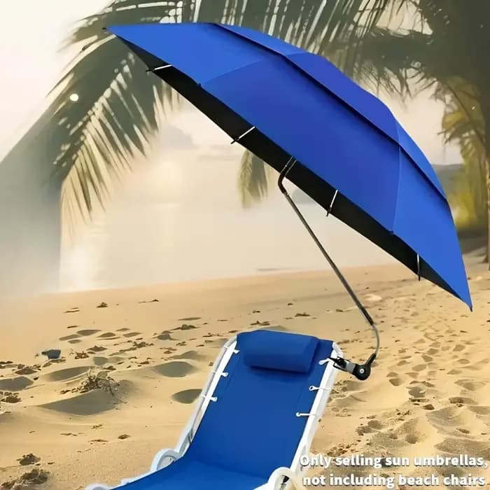 Parasol de plage anti-UV double couche – 360 ° Support rotatif universel en fer robuste pour chais