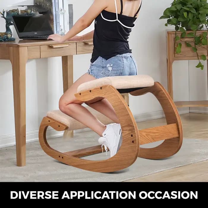 SucceBuy chaise à bascule ergonomique en bois à genoux Posture correcte chaise d'ordinateur mobilier