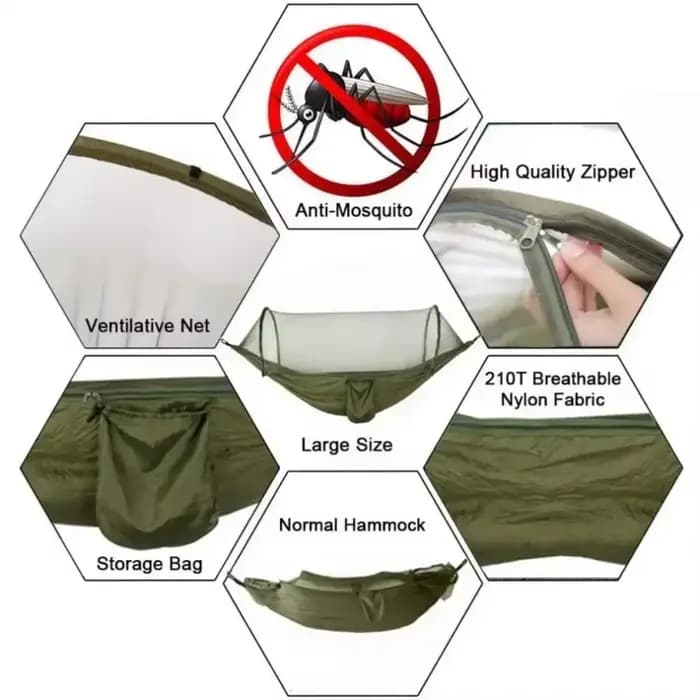Hamac de Camping en plein air, tissu Parachute haute résistance avec moustiquaire, hamacs suspendus