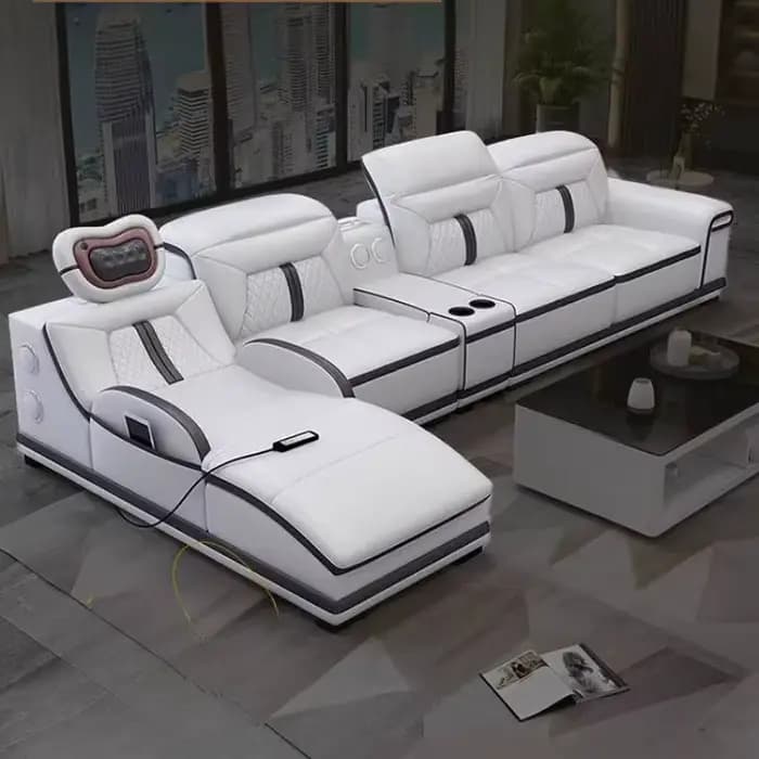 Paresseux gris canapés électriques accoudoir luxe européen intelligent incurvé salon canapés Massage