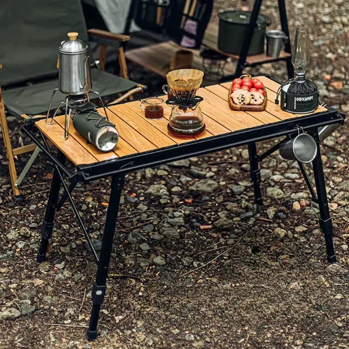 Table pliante réglable en alliage d'aluminium pour camping en plein air, panneau amovible, table de