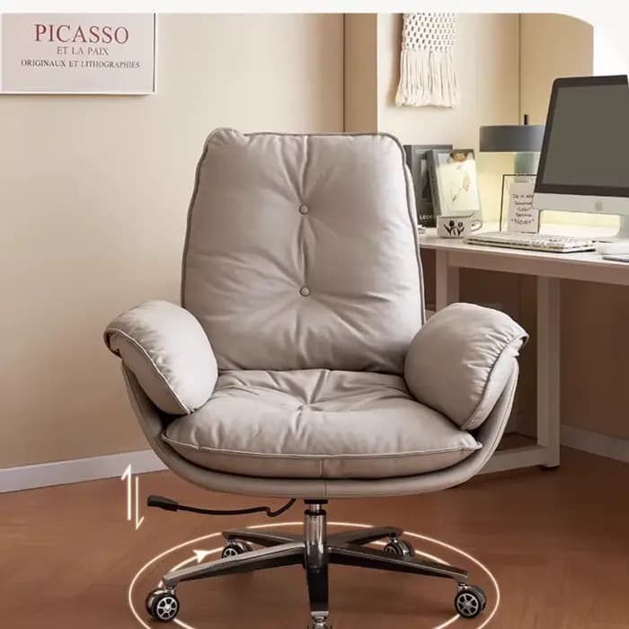 Roues nordiques chaise De bureau accoudoir réglable étude chaise Portable en cuir confortable exécut