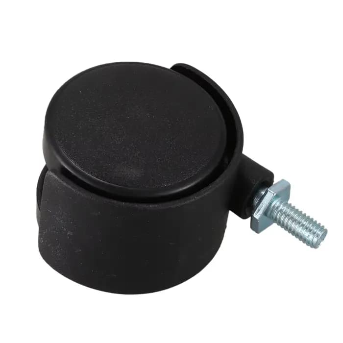 A04I 6mm tige filetée 40mm double roue roulette rotative noir