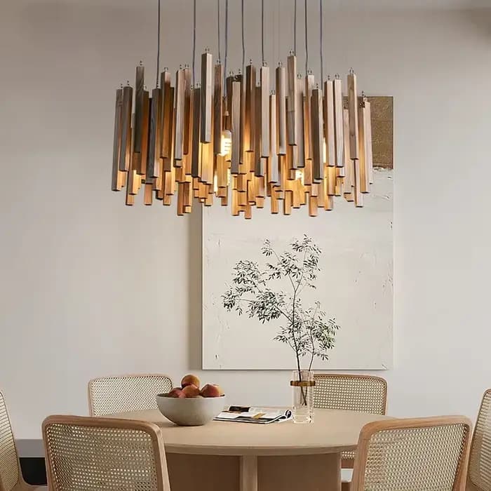 Lustre en bois massif japonais, lampes suspendues pour salle à manger, cuisine, table, chambre à cou