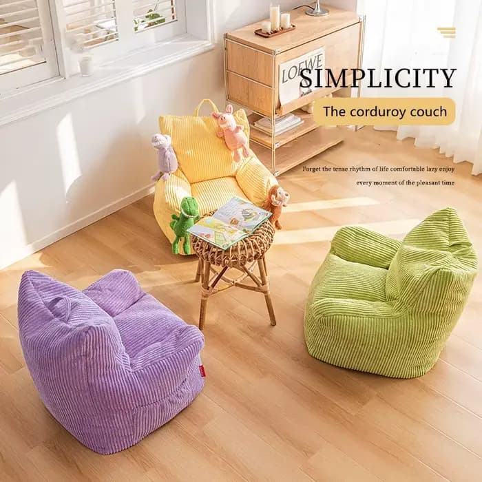 60CM paresseux Mini pouf canapé Simple velours côtelé maison salon enfants canapé chambre balcon tis