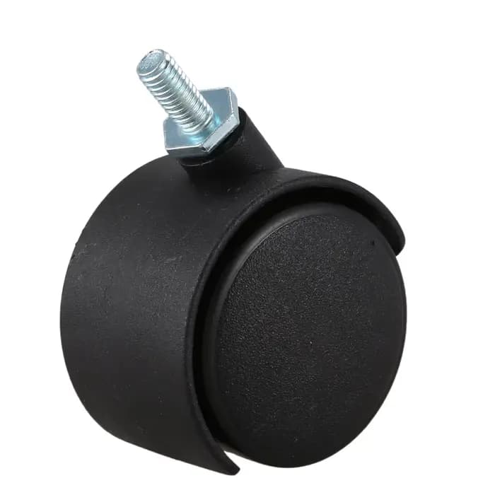 A04I 6mm tige filetée 40mm double roue roulette rotative noir