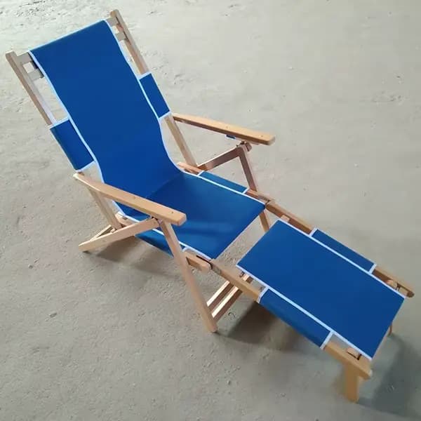 Chaise longue de luxe moderne et confortable en tissu, lit de soleil pliant en bois, chaise inclinab
