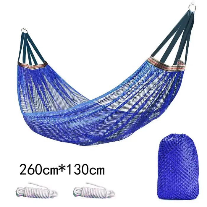 Hamac d'extérieur avec filet en soie glacée, poteau courbé anti-basculement, accessoires de camping