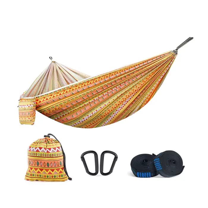 Hamacs de jardin extérieurs portables, tissu Parachute à ouverture rapide, Double voyage Camping dor