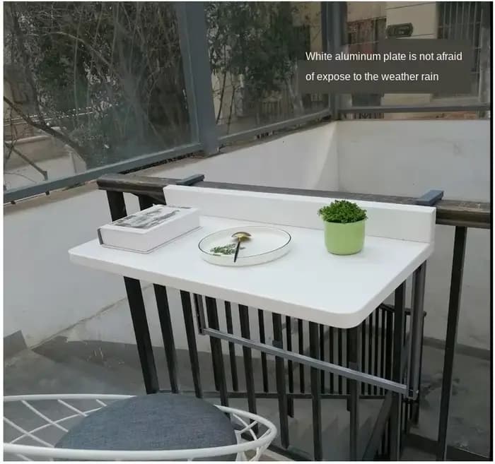 Table suspendue de balcon pliante, bureau de Bar de bistro, Table à thé d'extérieur avec support de