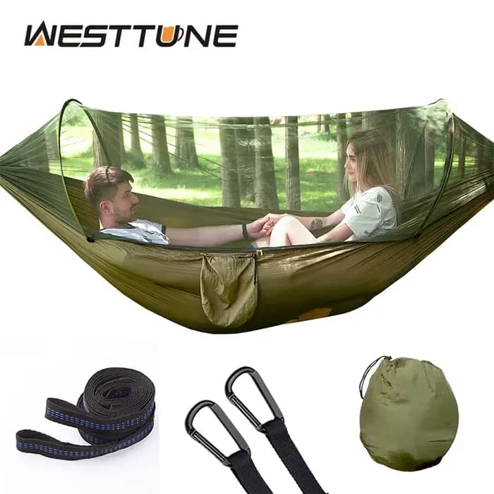WESTTUNE hamac de Camping en plein air avec moustiquaire hamacs suspendus à ouverture rapide automat