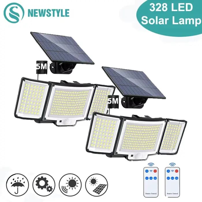 Applique Murale Solaire à 238/328 LED avec Détecteur de Mouvement, Imperméable Conforme à la Norme I