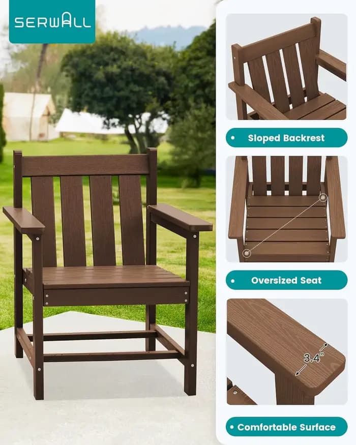 Ensemble de bistro de patio 3 pièces, ensemble de chaises Adirondack toutes saisons avec table d'app