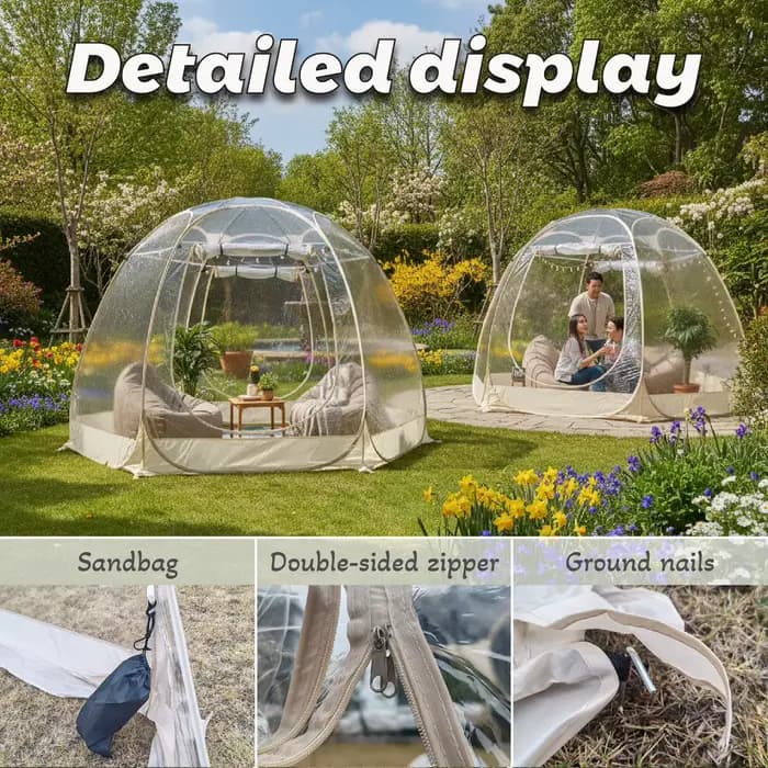 Grande tente bulle à montage rapide, abri d'hiver portable pour l'extérieur, résistant aux températu