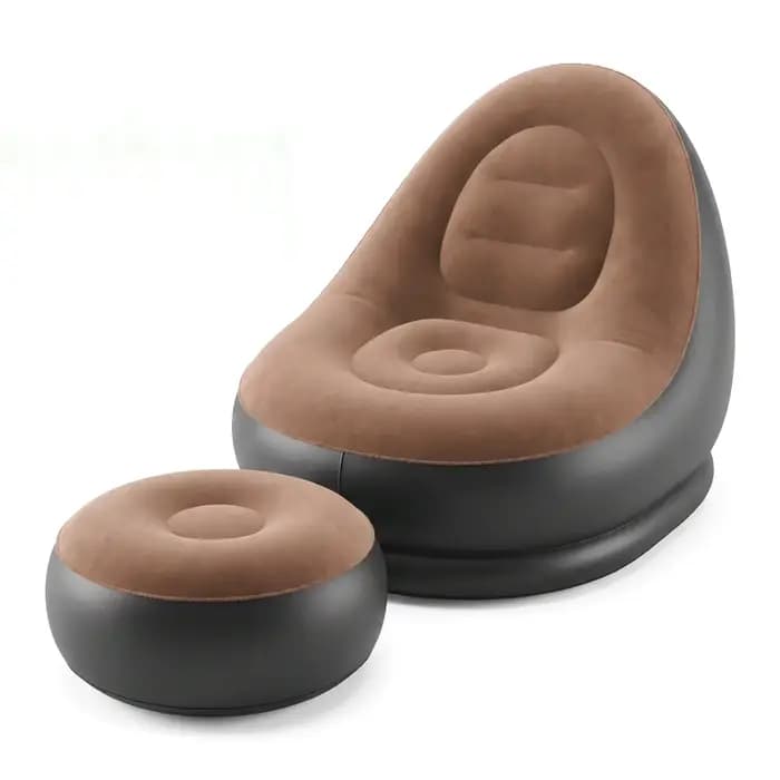 Chaise longue gonflable avec repose-pieds ottoman, chaise longue inclinable, canapé de camping porta