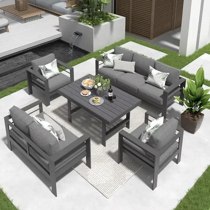 Ensembles de jardin en aluminium, mobilier d'extérieur, Table de Patio, fauteuil de vie en plein air
